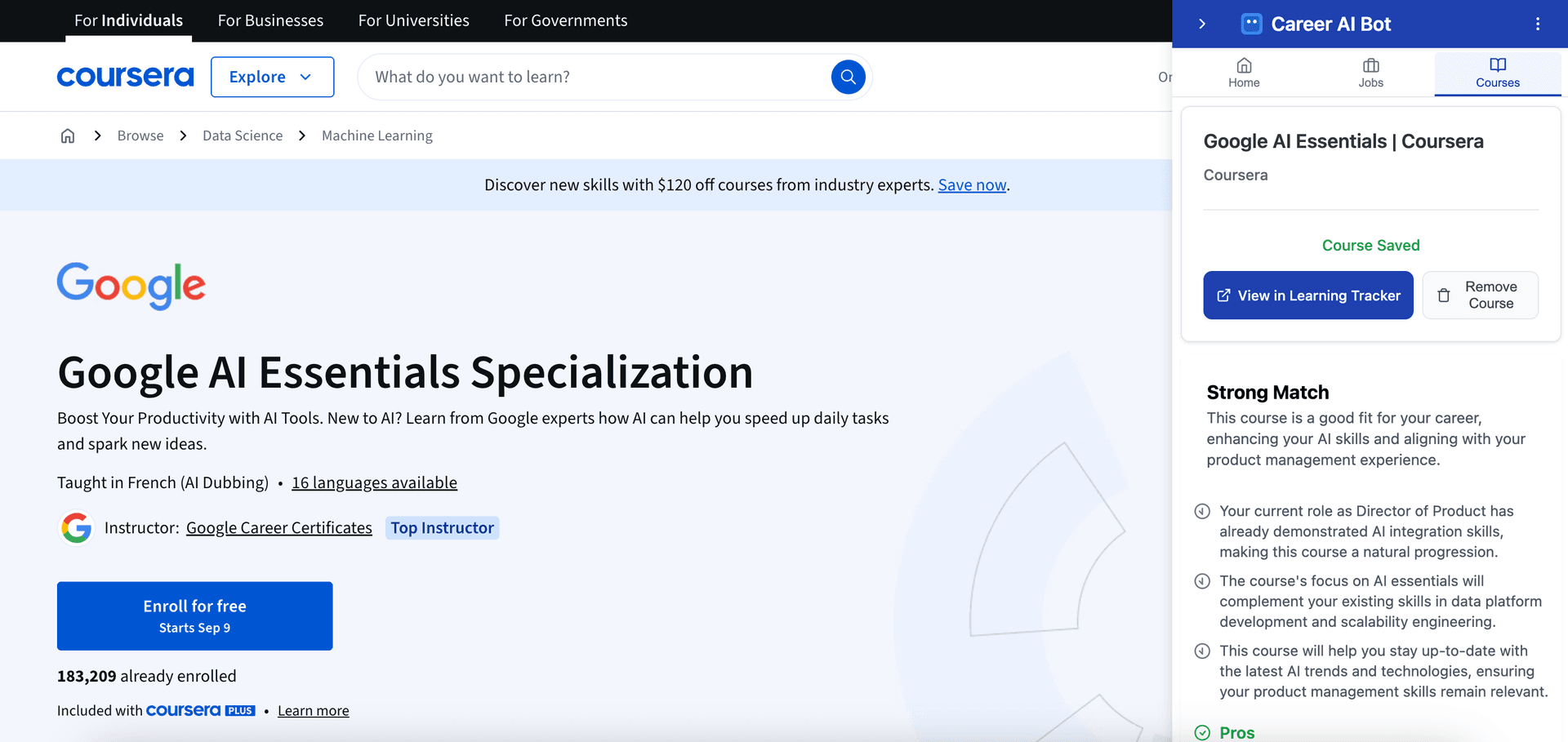 Course fit analysis and saving